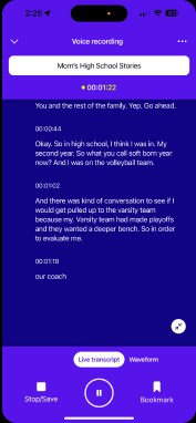 Rev recorder with live transcript