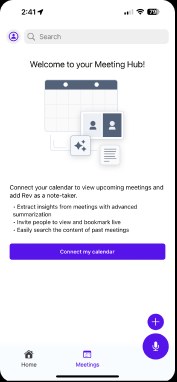 Meeting Hub welcome screen on mobile