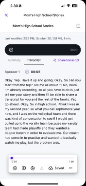 Transcript view