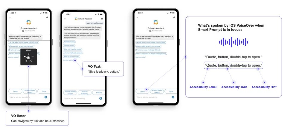 VoiceOver labels, traits and hints for smart prompts