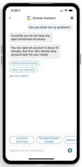 Answer that offers to open an account or view the watchlist